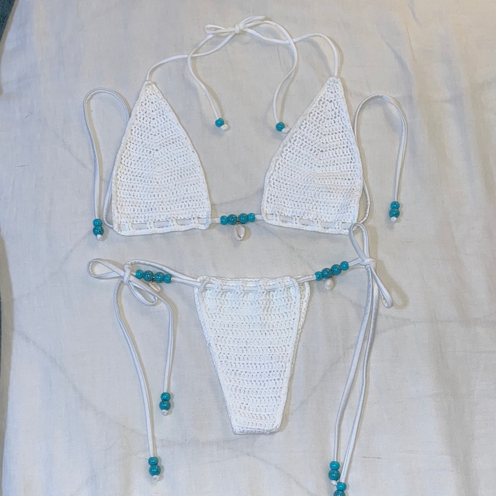 Aulelei White Crochet Bikini